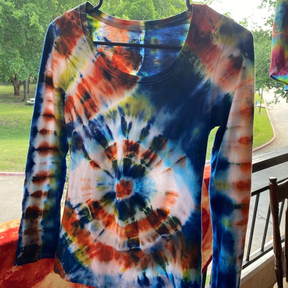 Long sleeve hand tie dyed shirt
